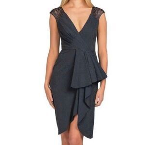 Badgley Mishka NEW SC1678 navy blue black v-neck cocktail dress 8 NWT